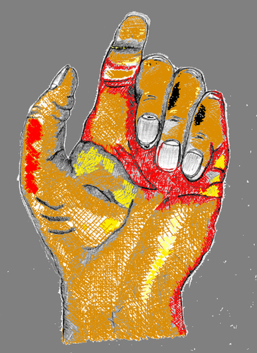 Cartoon: Hand und Fingerzweig eins (medium) by Marbez tagged hand,und,fingerzweig,eins