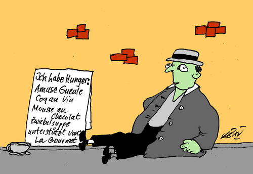 Cartoon: Ich habe Hunger (medium) by Marbez tagged hunger,menue,satt