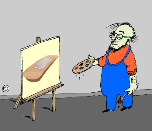 Cartoon: Pflastermaler (medium) by Marbez tagged pflastermaler,bürgersteige,moderner,maler