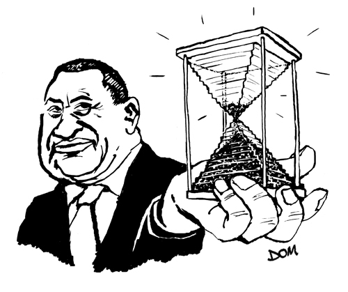 Cartoon: Mubarak (medium) by Dom Richards tagged mubarak,caricature,uprising,turmoil,election