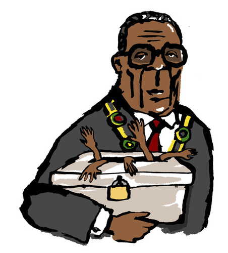 Cartoon: Robert Mugabe (medium) by Dom Richards tagged robert,mugabe,dictator,election,fraud