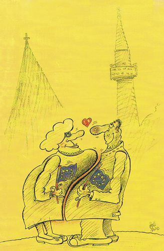 Cartoon: EU or AB (medium) by kamil yavuz tagged eu,man,women,love