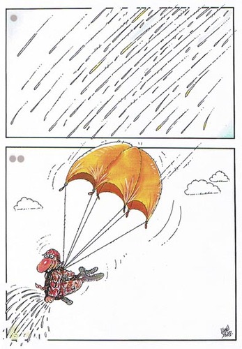 Cartoon: rain and soldier (medium) by kamil yavuz tagged soldier,rain,fly