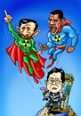 Cartoon: Nuclear Missiles (small) by Hilmi Simsek tagged nuclear missile usa iran north korea superman world hilmi simsek cartoon obama ahmadinejad caricature