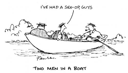 Cartoon: Two men in a boat (medium) by Paulus tagged boat,water,men,transexual