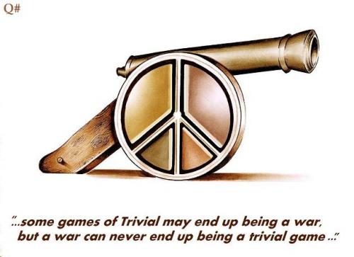 Cartoon: PLAYING TRIVIAL (medium) by QUIM tagged trivial,pursuit,game,war