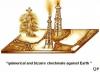 Cartoon: CHECKMATE AGAINST EARTH (small) by QUIM tagged chess earth towers king tree mate 