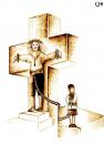 Cartoon: THE TWO FACES OF THE CROSS (small) by QUIM tagged false madonna pray provocative daughter