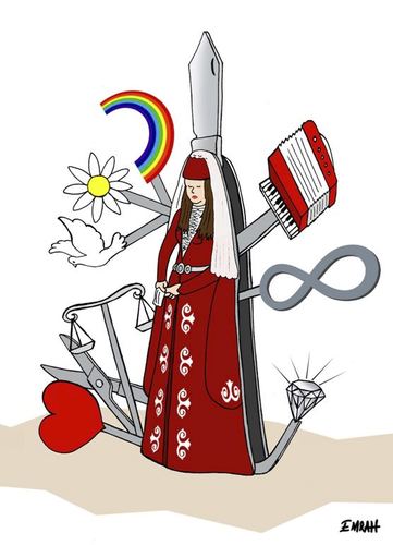 Cartoon: Circassian Girl (medium) by emraharikan tagged girl,circassian