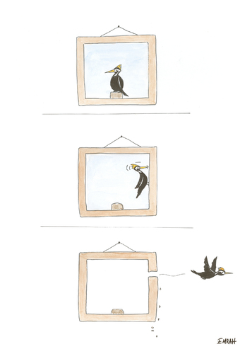 Cartoon: WOODPECKER AND FREEDOM (medium) by emraharikan tagged freedom,woodpecker