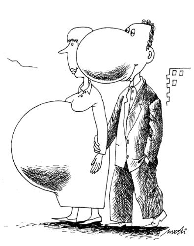 Cartoon: pregnant woman (medium) by Medi Belortaja tagged woman,pregnant,nose,husband,wife,humor