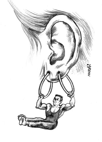 Cartoon: athletic excersises (medium) by Medi Belortaja tagged earring,excersises,athletic