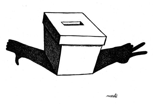 Cartoon: ballot box shadow (medium) by Medi Belortaja tagged shadow,ballot,box,elections