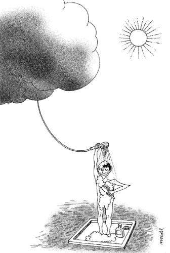 Cartoon: shower the clouds (medium) by Medi Belortaja tagged clouds,rain,shower
