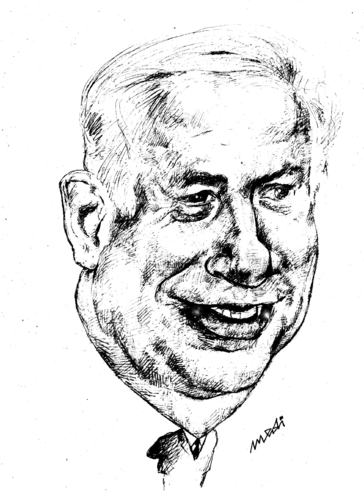Cartoon: Benjamin Netanjahu (medium) by Medi Belortaja tagged netanjahu