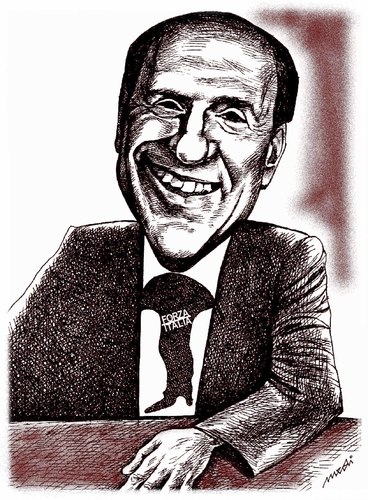Cartoon: Berlusconi with cravate (medium) by Medi Belortaja tagged cravate,berlusconi,silvio