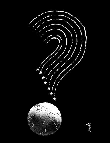 Cartoon: big question (medium) by Medi Belortaja tagged universe,planet,stars,mark,question,earth