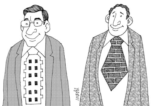 Cartoon: boss and worker (medium) by Medi Belortaja tagged ties,wall,building,worker,boss