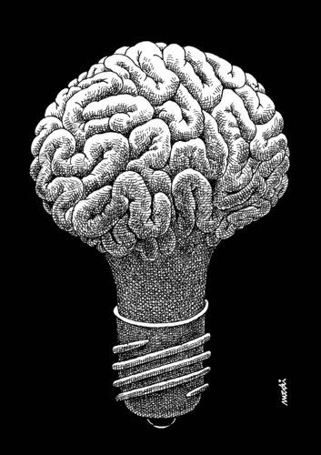 Cartoon: bulb (medium) by Medi Belortaja tagged ideas,mind,bulb,brain,think,thinker,thinking