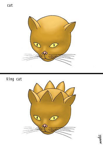 Cartoon: cat and king (medium) by Medi Belortaja tagged cat,king,crown