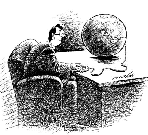 Cartoon: computer world (medium) by Medi Belortaja tagged world,computer,mouse,earth,digital