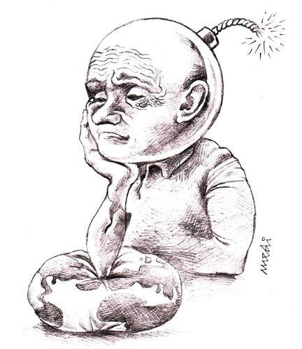 Cartoon: despair and terror (medium) by Medi Belortaja tagged thinking,world,bomb,terrorism,terror
