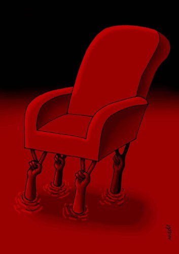 Cartoon: dictators chair (medium) by Medi Belortaja tagged spring,arab,democracy,freedom,blooded,blood,hands,hand,victory,assadchair,al,bashar,dictatorship,dictators,dictator