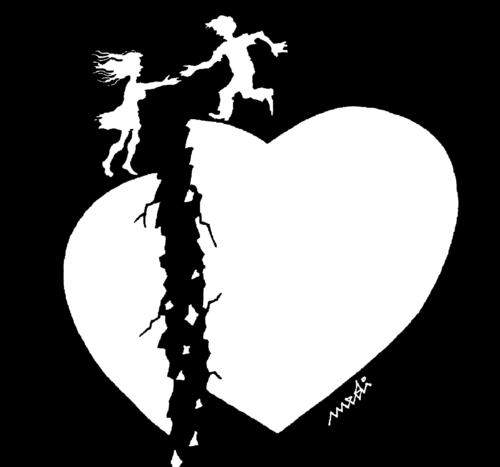 Cartoon: effort salvation (medium) by Medi Belortaja tagged lovers,wife,husband,divorce,day,valentines,cracked,broken,heart,love,salvation,effort