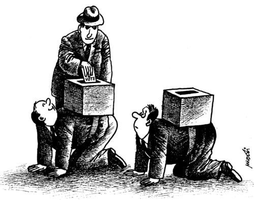 Cartoon: elections (medium) by Medi Belortaja tagged elections,vote,votes,people,men,politics,ballot,box