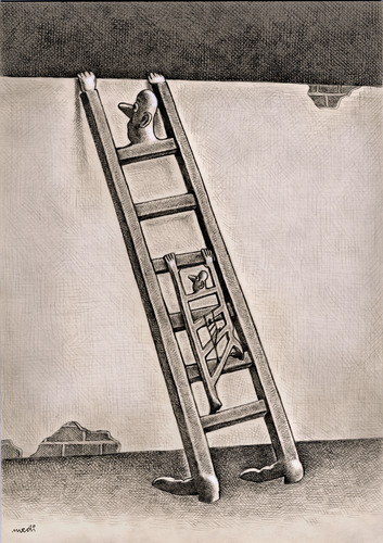 Cartoon: ladders career (medium) by Medi Belortaja tagged people,men,man,wall,career,ladders,hierarchy