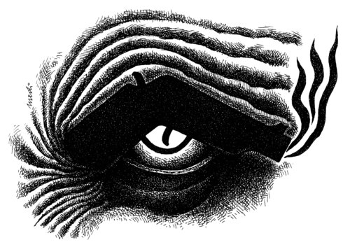 Cartoon: threatening eye (medium) by Medi Belortaja tagged threatening,threat,gun,eye,weapon,view