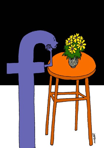 Cartoon: fb thinker (medium) by Medi Belortaja tagged thinking,think,facebook,fb,thinker,waiting