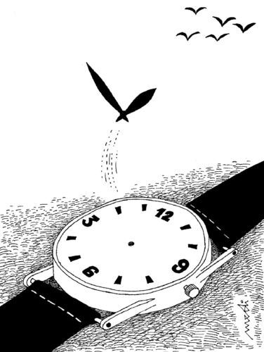 Cartoon: time flies (medium) by Medi Belortaja tagged birds,flies,time,watch,flying,clock