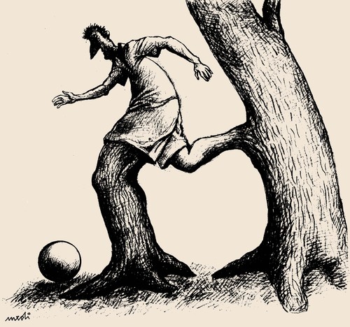 Cartoon: footballer (medium) by Medi Belortaja tagged nature,trees,sport,football,soccer,footballer,euro,2012,ukraine