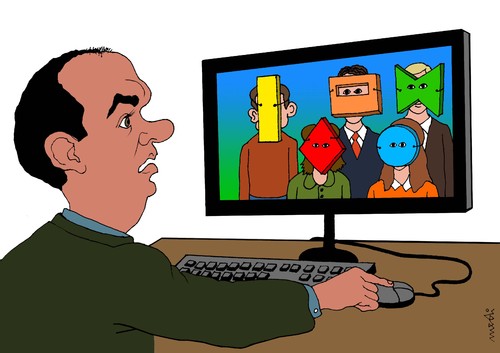 Cartoon: friends on internet (medium) by Medi Belortaja tagged internet,facebook,fb,avatar,friendship,friends