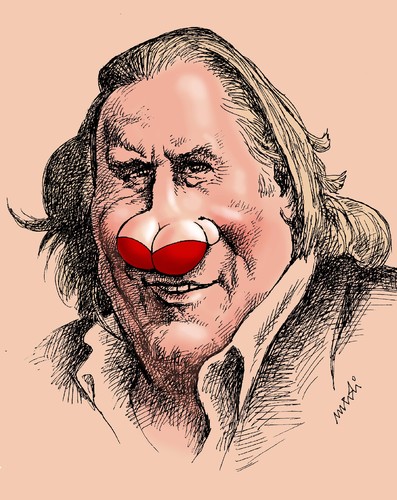 Cartoon: Gerard Depardieu (medium) by Medi Belortaja tagged depardieu,gerard,breasta,nose