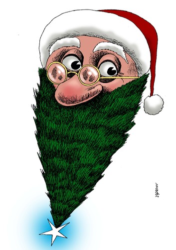 Cartoon: green beard (medium) by Medi Belortaja tagged xmas,klaus,santa,babo,noel,beard,green,natale,tree,christmas
