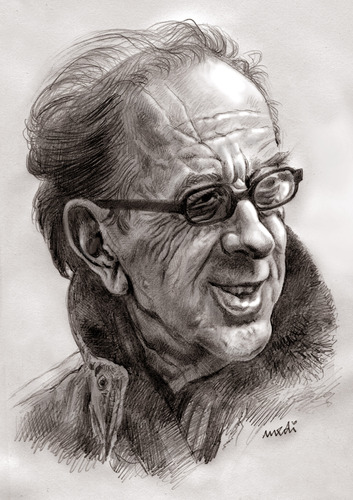 Cartoon: Ismail Kadare (medium) by Medi Belortaja tagged ismail,kadare,albanian,writer,literature