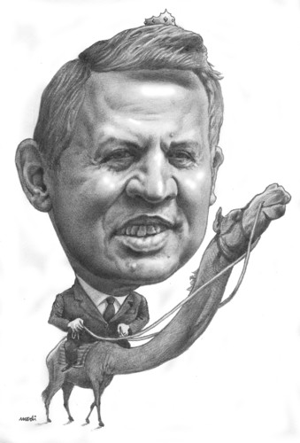 Cartoon: King Abdullah II of Jordan (medium) by Medi Belortaja tagged jordan,of,ii,abdullah,king