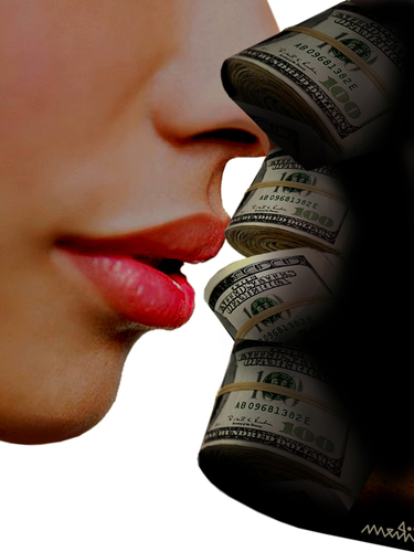 Cartoon: kissing lips (medium) by Medi Belortaja tagged lip,love,kiss,kissing,lips,lover,usd,money,valentines,day