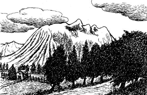 Cartoon: landscape (medium) by Medi Belortaja tagged mountain,landscape,face,head