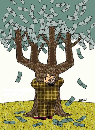 Cartoon: love for trees and nature (medium) by Medi Belortaja tagged man,business,tree,dollars,usd,money,trees,hug