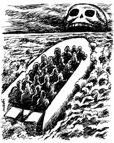 Cartoon: migrants at sea (medium) by Medi Belortaja tagged poverty,immigrants,emigrant,death,immigration,sea