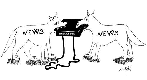 Cartoon: news (medium) by Medi Belortaja tagged terrorism,dogs,news,media