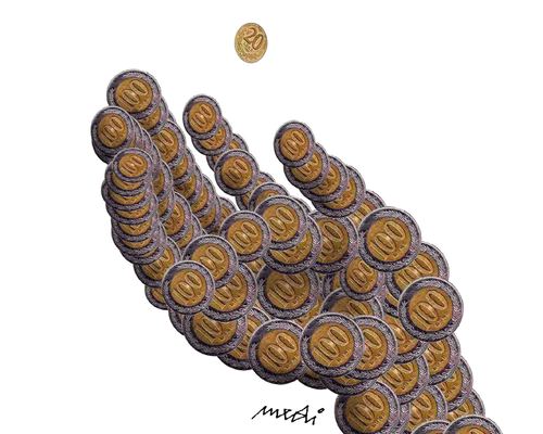 Cartoon: Money (medium) by Medi Belortaja tagged hand,beggar,beggary,business,money