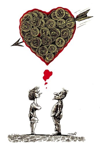 Cartoon: monies love (medium) by Medi Belortaja tagged money,monies,love,lover,heart,valentines,day