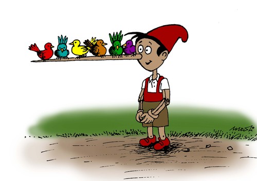 Cartoon: pinnochios friends (medium) by Medi Belortaja tagged friendship,friends,nose,birds,bird,pinnochio
