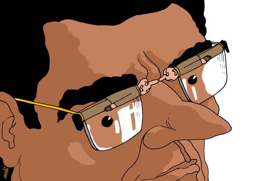 Cartoon: Political glasses (medium) by Medi Belortaja tagged servants,people,leader,head,glasses,political