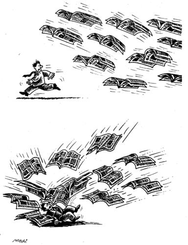 Cartoon: press attack (medium) by Medi Belortaja tagged press,newspapers,attack,dorruption,corrupted,man,politician,birds
