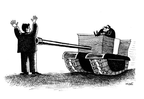 Cartoon: rich tank (medium) by Medi Belortaja tagged business,boss,corrupted,corrupsion,money,tank,rich